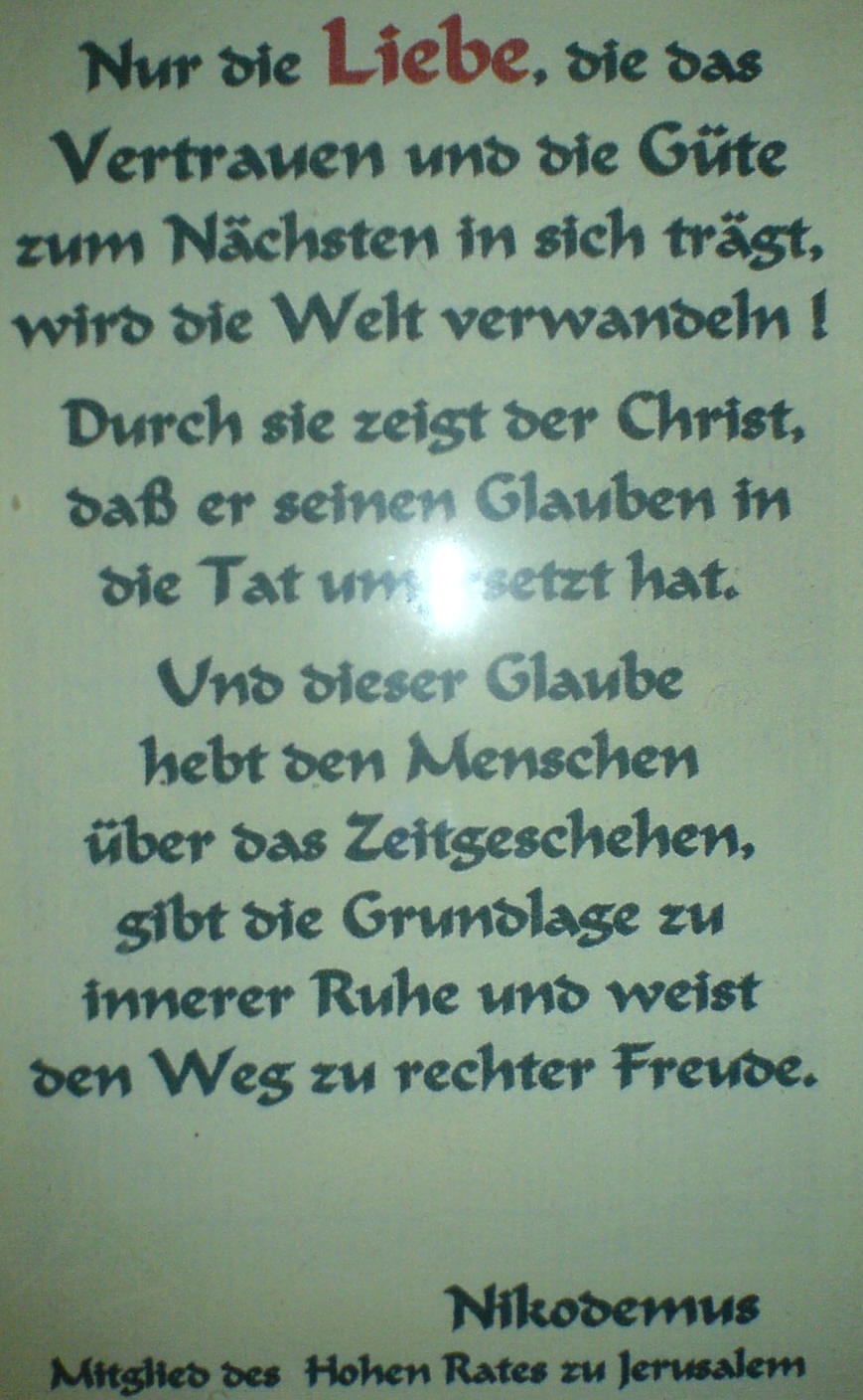 Nikodemus über Liebe & Glauben