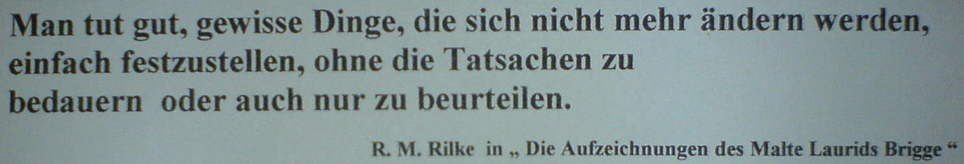Rilke über die Feststellung
