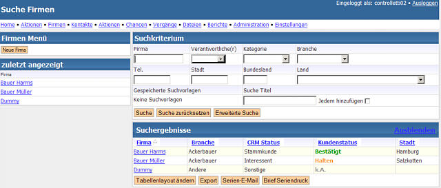 xrms Firmen - Liste