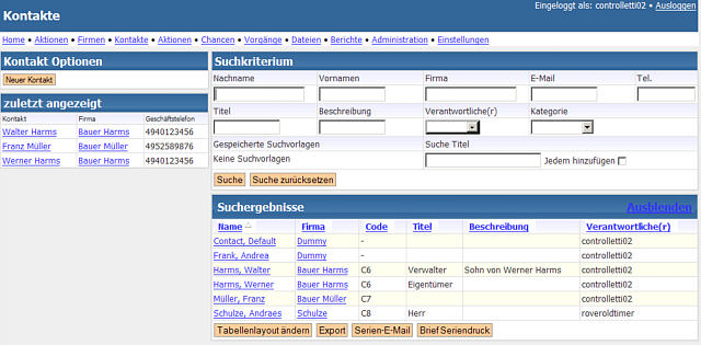 xrms Kontakt - Liste