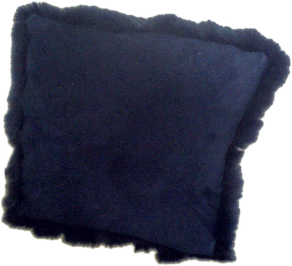 Pelzkissen Rückseite aus dunkelblauem Wildleder